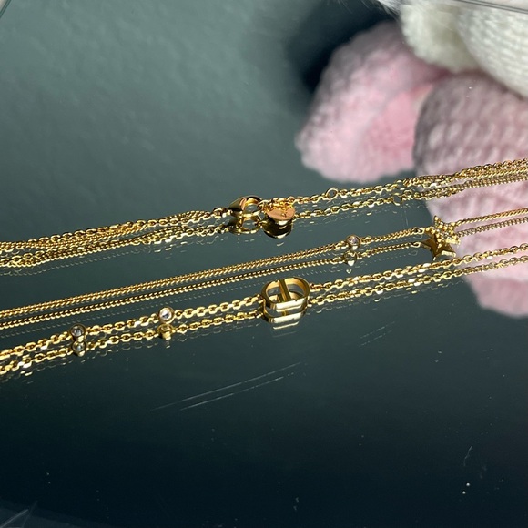 Christian Dior Petit CD Double Necklace Gold Metal Finish and Crystals - Picture 5 of 15